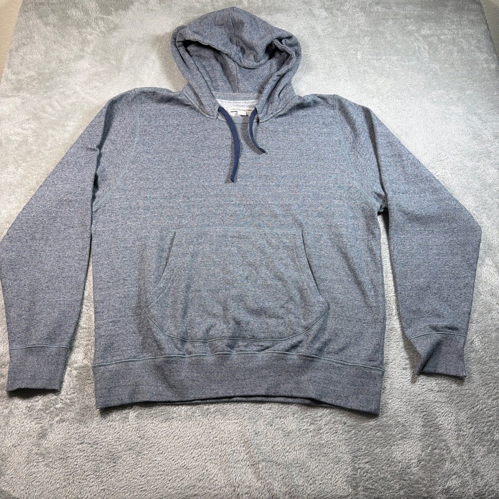 Outerknown Jaspe Fleece Hoodie Mens Large Blue Organic Cotton Blend Pullover